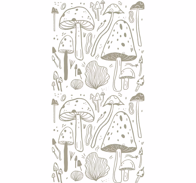 Papel mural naturaleza patrón de setas beige - TenVinilo