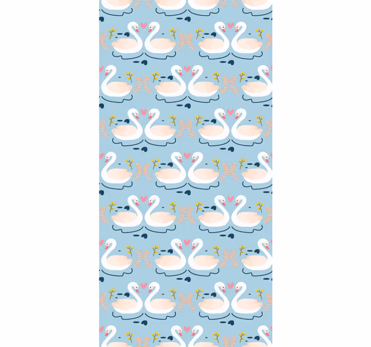 Papel mural naturaleza patrones de cisnes enamorados - TenVinilo