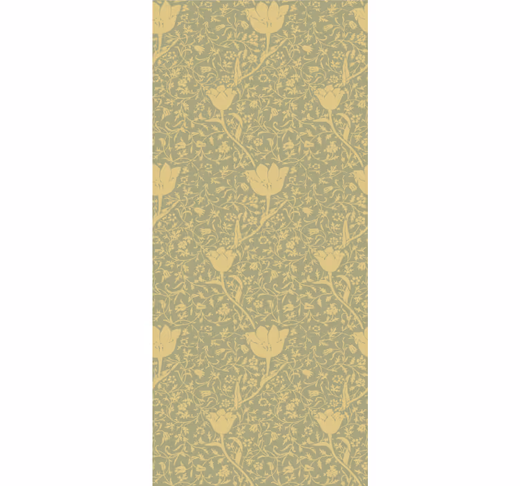 Papel mural naturaleza patrón floral sutil dorado y verde - TenVinilo