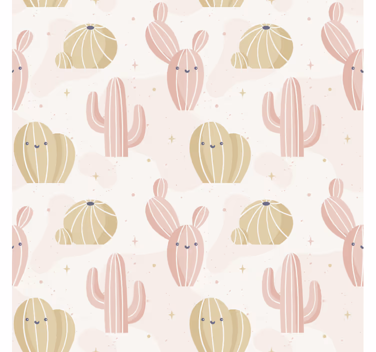 Papel mural naturaleza patrón de cactus adorable - TenVinilo