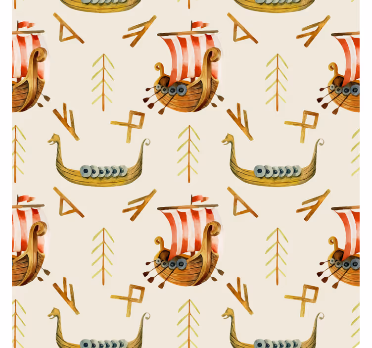 Papel mural naturaleza barco vikingo - TenVinilo