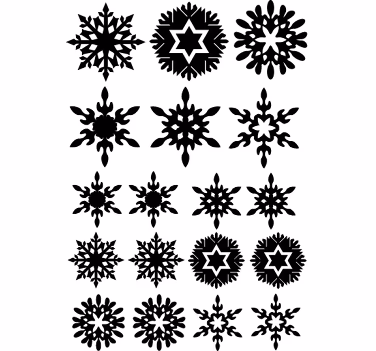 Papel mural navideño copos de nieve negros - TenVinilo