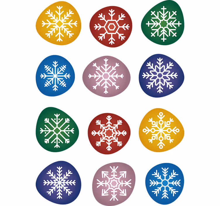 Papel mural navideño copos de nieve coloridos - TenVinilo