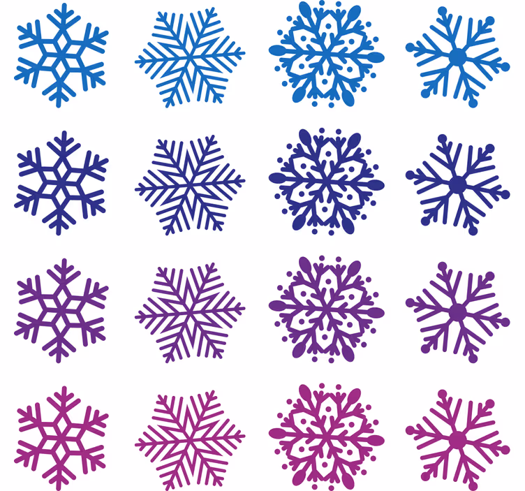 Papel mural navideño copos de nieve morados y azules - TenVinilo