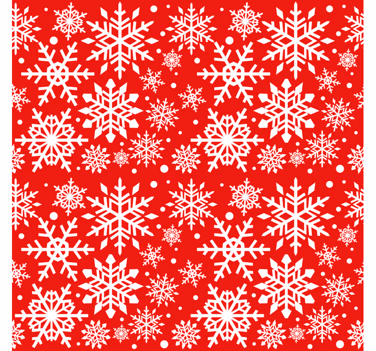 Papel mural navideño copos de nieve rojos - TenVinilo