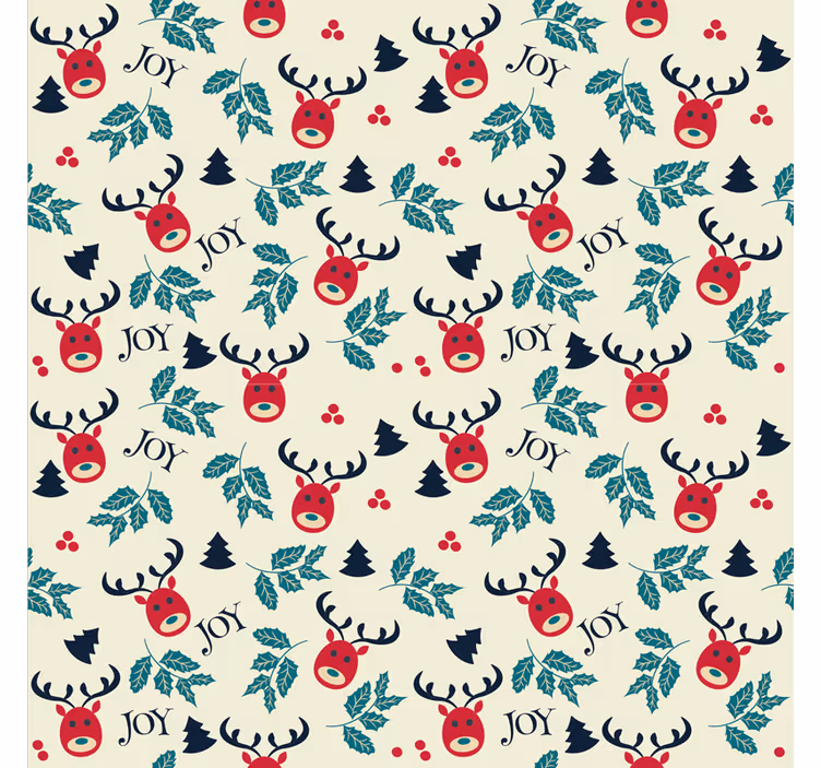 Papel mural navideño alegría y renos - TenVinilo