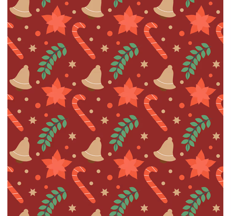 Papel mural navideño con diseño de caramelos navideños - TenVinilo