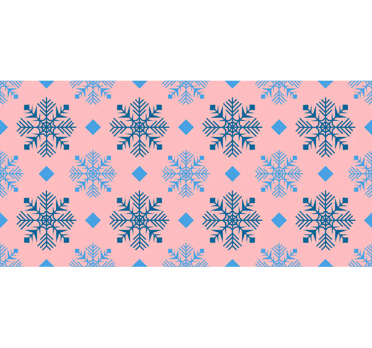 Papel mural navideño diseño de copos de nieve rosa y azul - TenVinilo