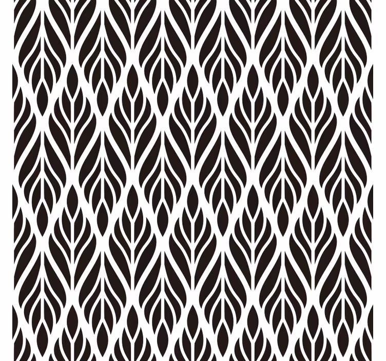 Papel mural living comedor hojas negras elegantes - TenVinilo