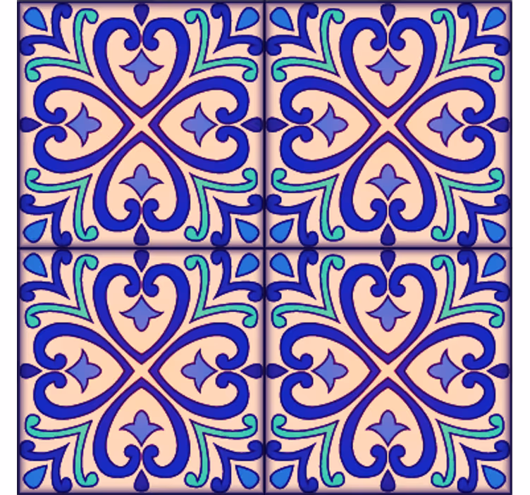 Papel mural azulejos flores de talavera - TenVinilo