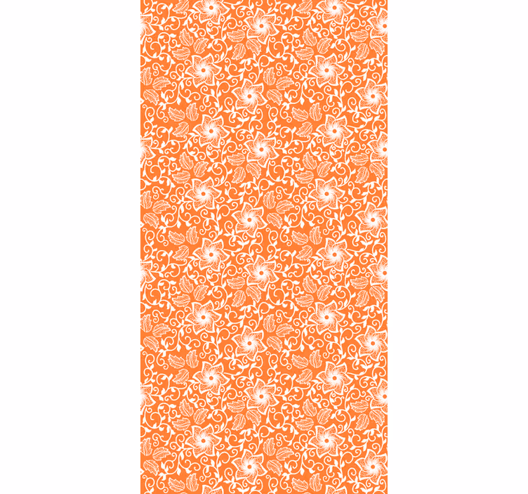 Papel pintado flores patrón paisley naranja - TenVinilo