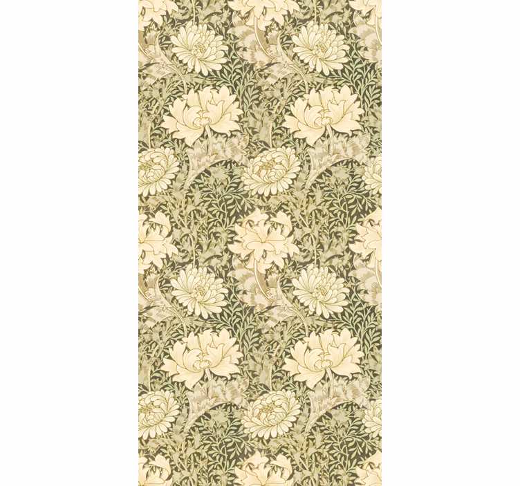 Papel mural ornamental estilo moderno crisantemo - TenVinilo