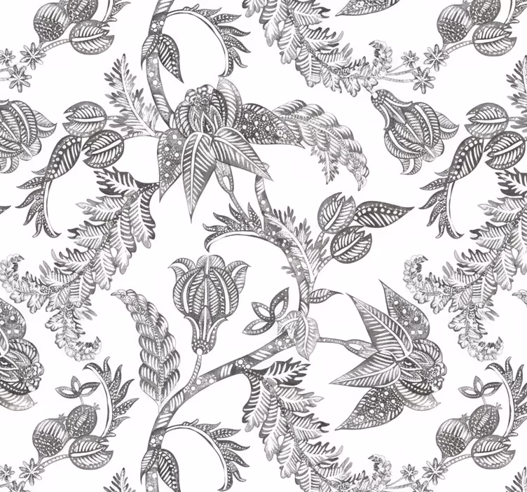 Papel mural living comedor chintz floral gris - TenVinilo