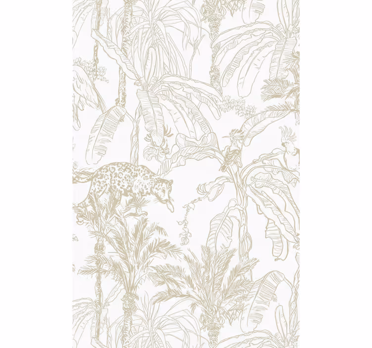 Papel mural living comedor diseño toile tropical - TenVinilo