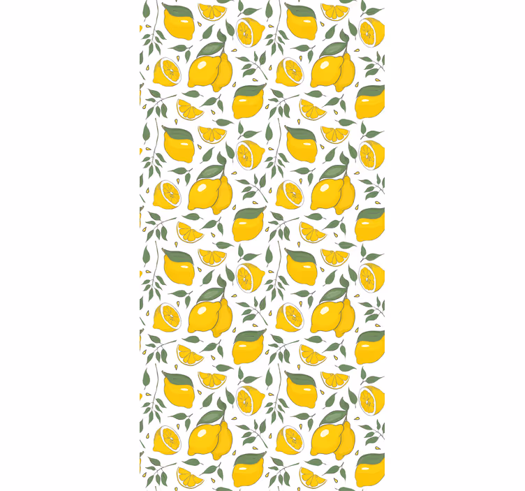 Papel mural dormitorio limones y flores crema - TenVinilo