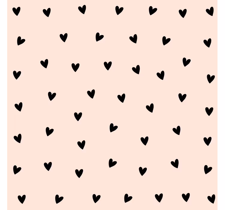 Papel mural dormitorio patrón de corazones negros - TenVinilo