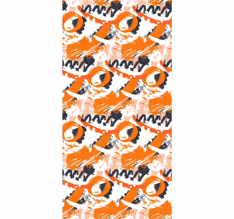 Papel mural ornamental trazos de acuarela naranja - TenVinilo