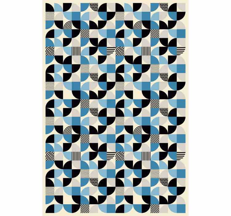 Papel mural ornamental patrón bauhaus azul retro - TenVinilo