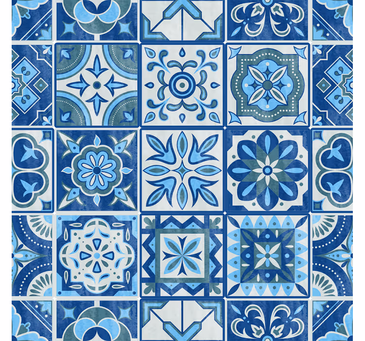 Papel mural azulejos patrón azul talavera - TenVinilo