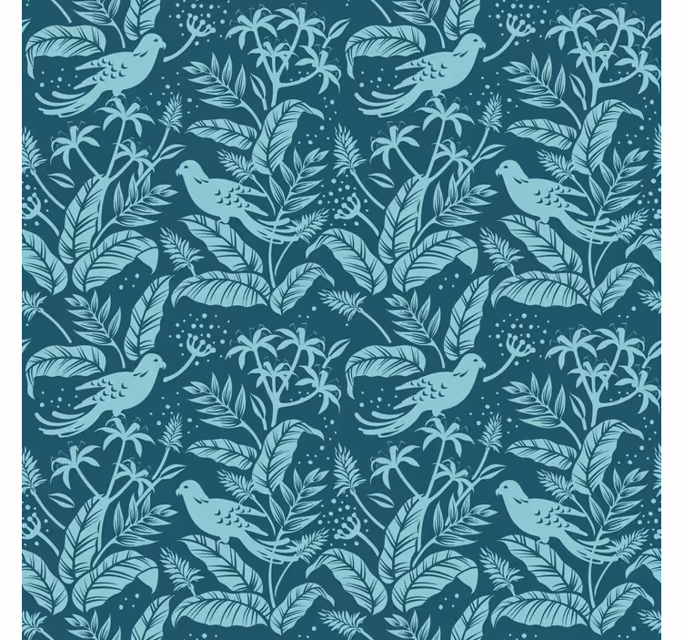Papel mural ornamental patrones de aves botánicas - TenVinilo