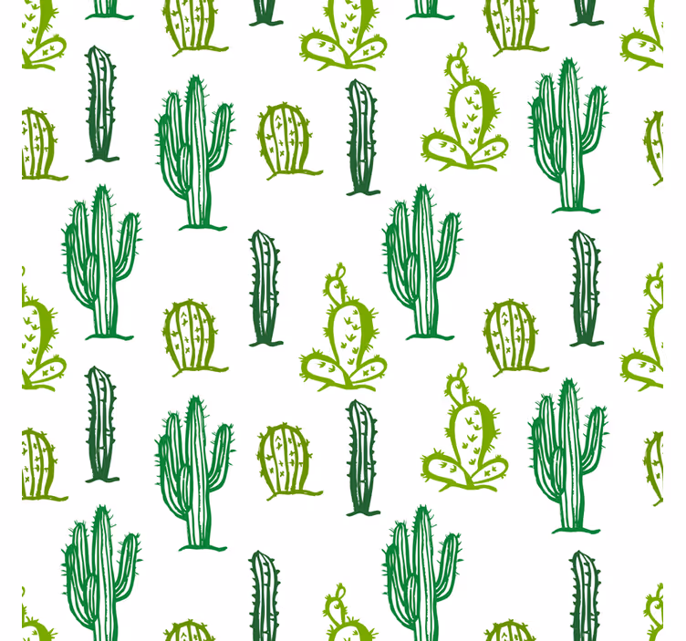 Papel mural living comedor patrón cactus verde - TenVinilo