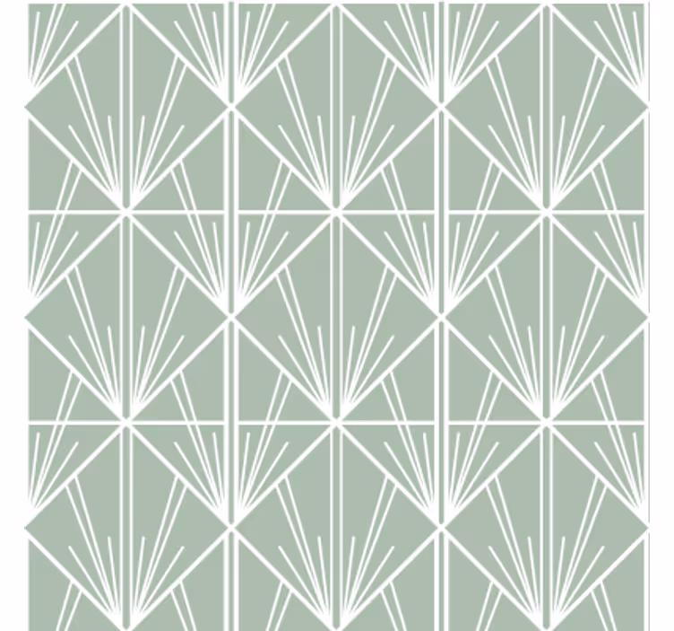 Papel mural living comedor art déco verde y blanco - TenVinilo