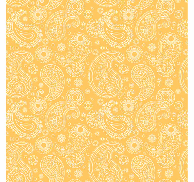 Papel mural living comedor paisley amarillo árabe - TenVinilo