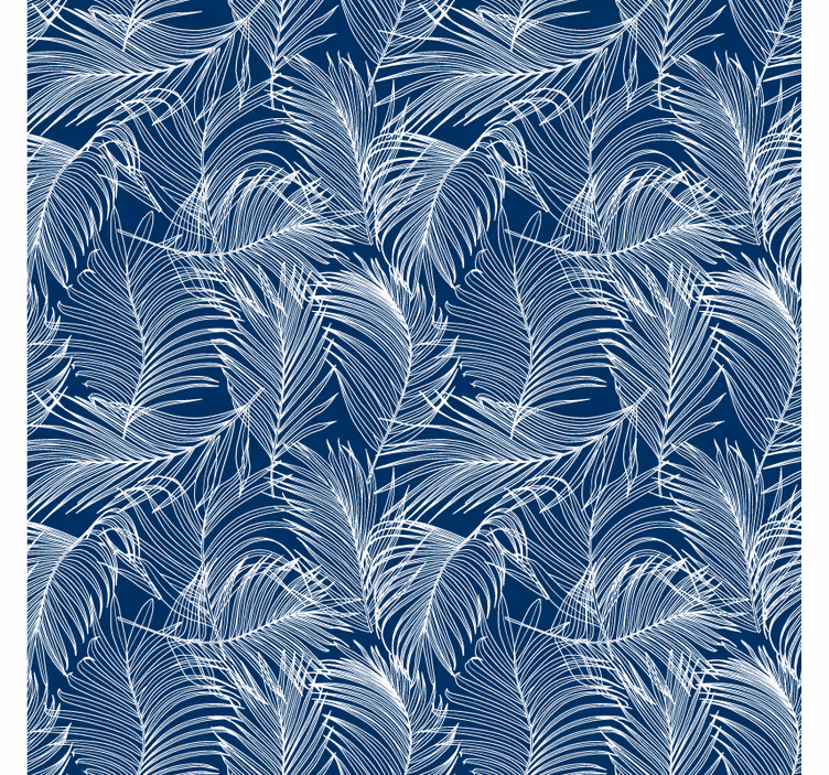 Papel mural hojas azules con contorno blanco - TenVinilo