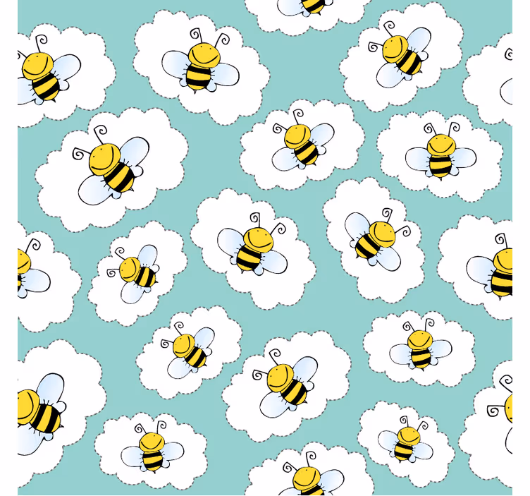 Papel mural infantil nubes y abejas - TenVinilo