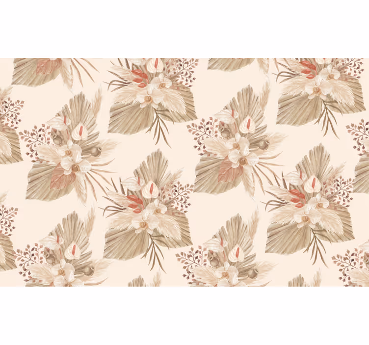 Papel mural living comedor flores secas y pampas - TenVinilo