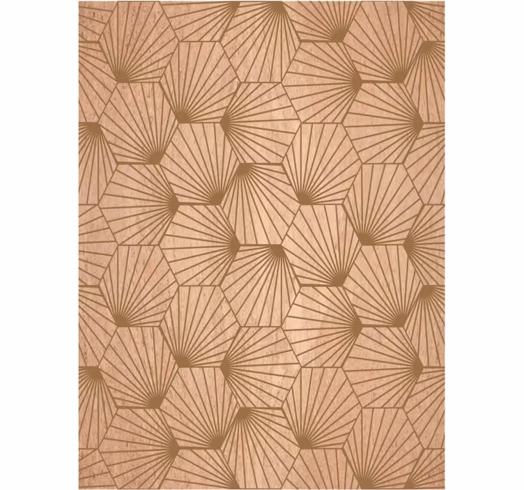 Papel mural living comedor líneas hexagonales marrón - TenVinilo