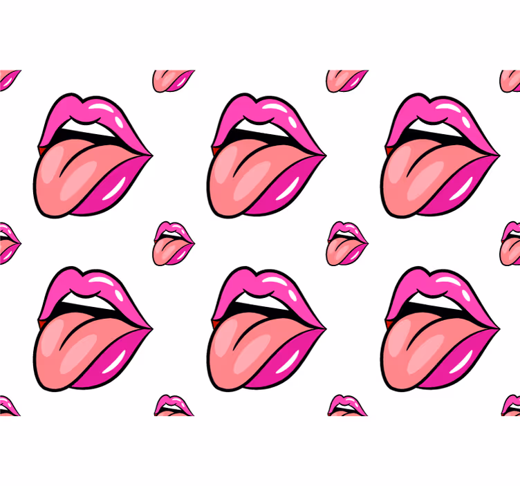 Papel mural dormitorio motivo de labios juguetones - TenVinilo