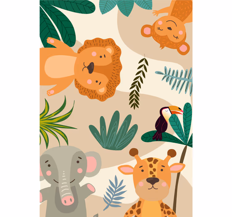 Papel mural animal animales de la jungla nórdica - TenVinilo