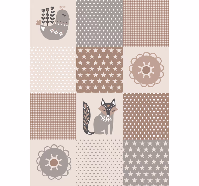 Papel mural animal animales y azulejos nórdicos - TenVinilo