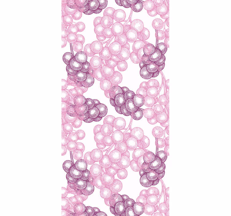 Papel mural dormitorio uvas rosas y moradas dibujadas a mano - TenVinilo