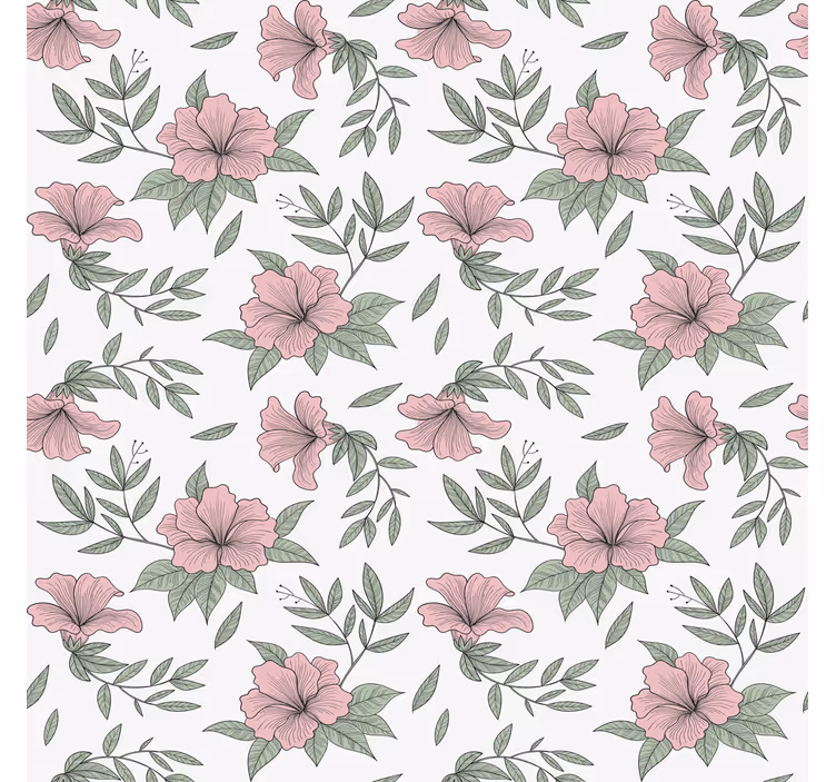Papel mural dormitorio acabado con diseño floral - TenVinilo