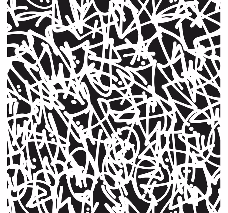 Papel mural dormitorio graffiti en blanco y negro - TenVinilo