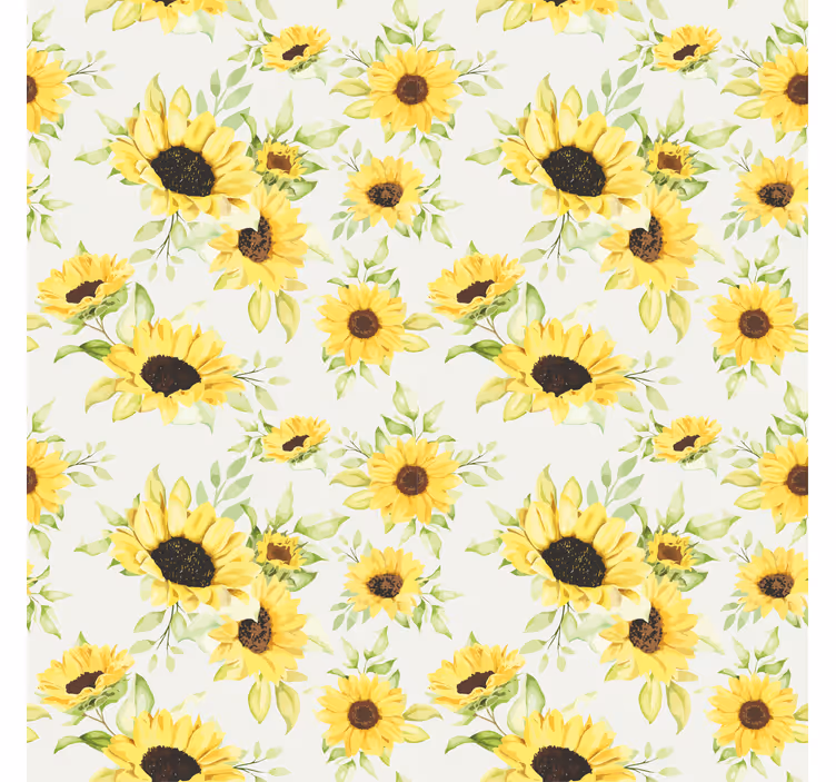 Papel mural texturas patrón de girasoles acuarelados - TenVinilo