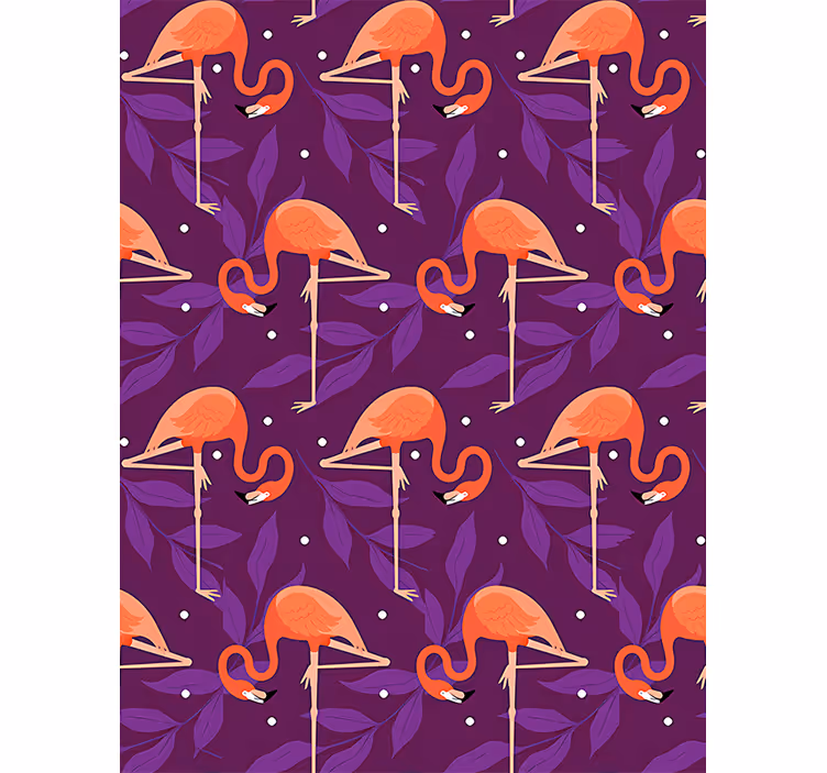 Papel mural pájaros flamencos tropicales rosas - TenVinilo