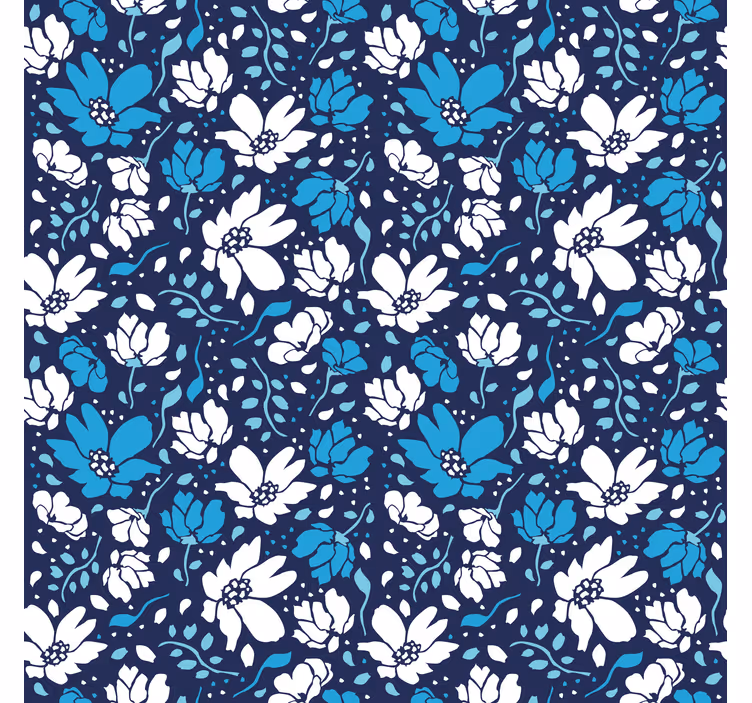 Papel mural texturas margaritas blancas sobre fondo azul - TenVinilo