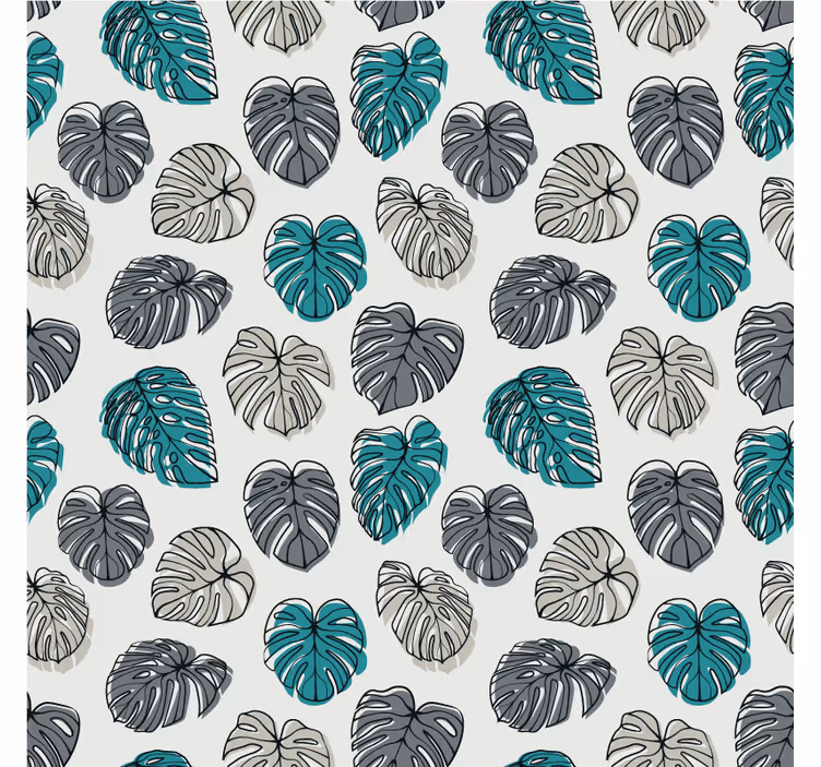 Papel mural dormitorio patrón de hoja monstera - TenVinilo