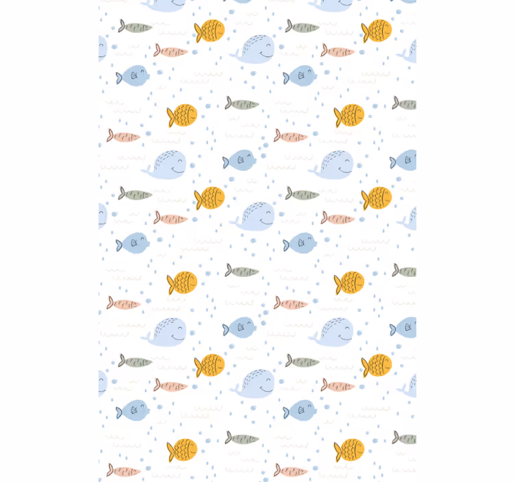 Papel mural animal pescado de dibujos animados multicolor - TenVinilo