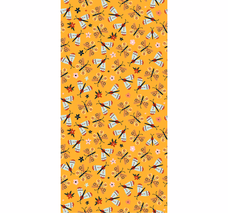 Papel mural animal mariposas dibujadas a mano - TenVinilo