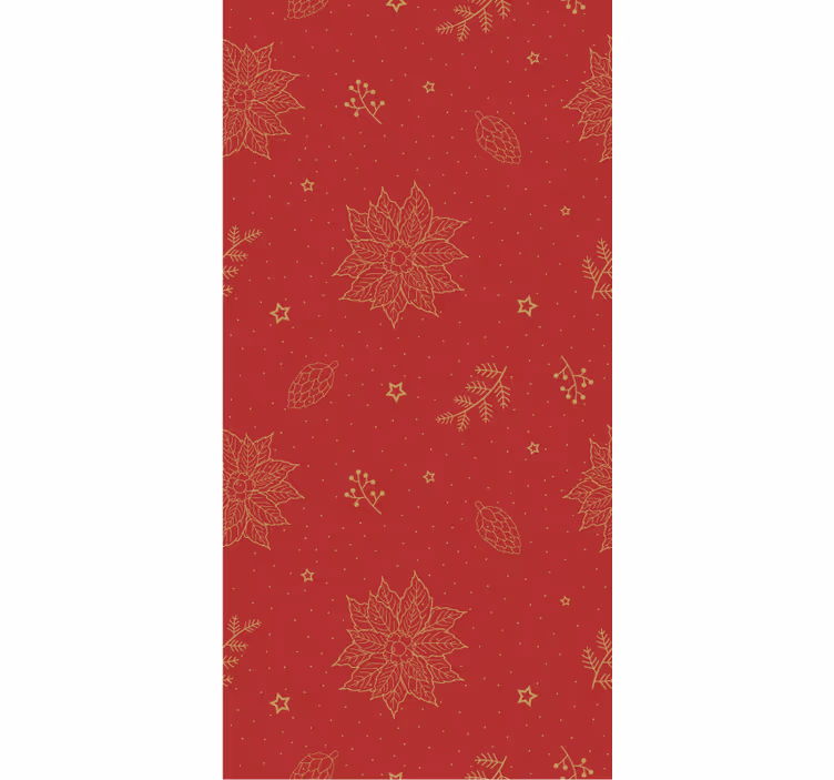 Papel mural navideño con patrón vintage de flores - TenVinilo