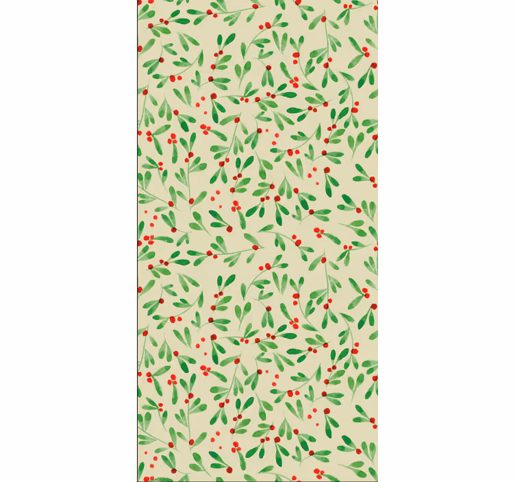 Papel mural navideño patrón de bayas festivas - TenVinilo