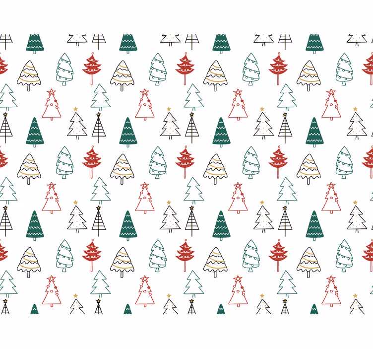 Papel mural navideño patrón de Árboles festivos - TenVinilo