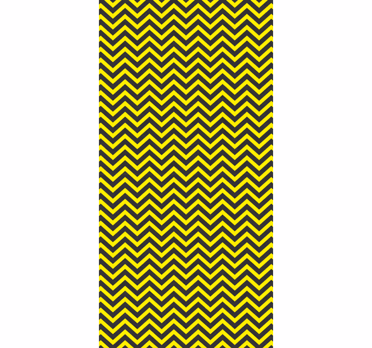 Papel mural pasillo diseño zigzag negro y amarillo - TenVinilo