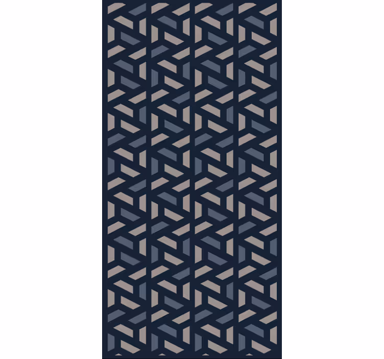 Papel mural pasillo patrón geométrico azul y gris - TenVinilo