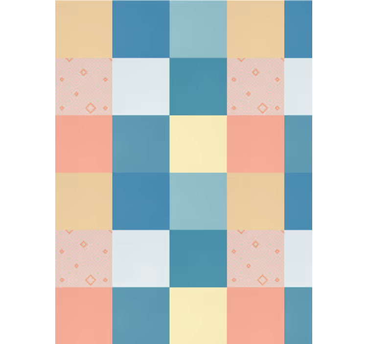 Papel mural comedor patrón retro colorido patchwork - TenVinilo