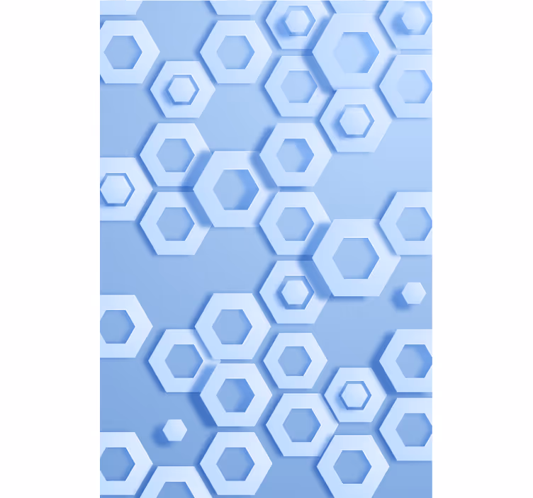 Papel mural geométrico patrón hexagonal azul - TenVinilo